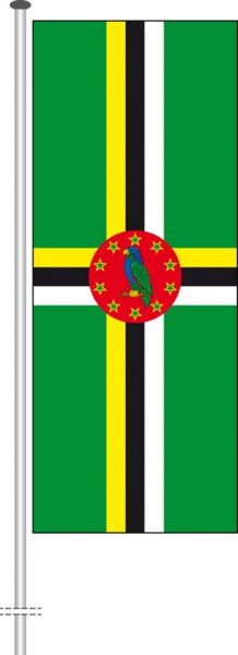 Dominica als Hochformatfahne