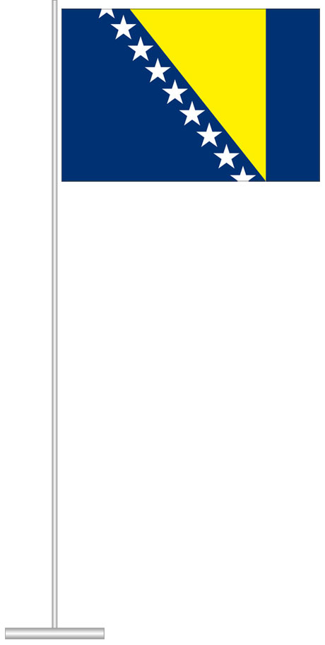 Tischfahne Bosnien-Deutschland 10x15 Cm - Flagge Mit Schwarzem Kunststoffsockel